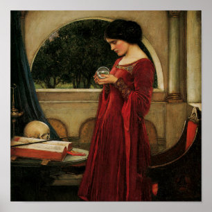 Pôster Mulher Bola de Cristal Pintura Waterhouse