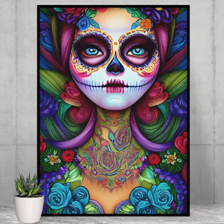 Poster Mulher Bonita Día de los Muertos