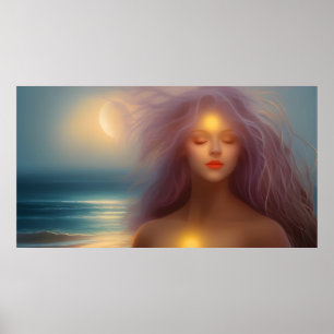 Poster Mulher Bonita Praia luar oceano 4