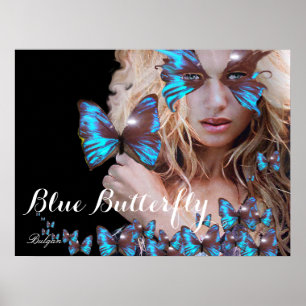 POSTER MULHER BORBOLETA AZUL
