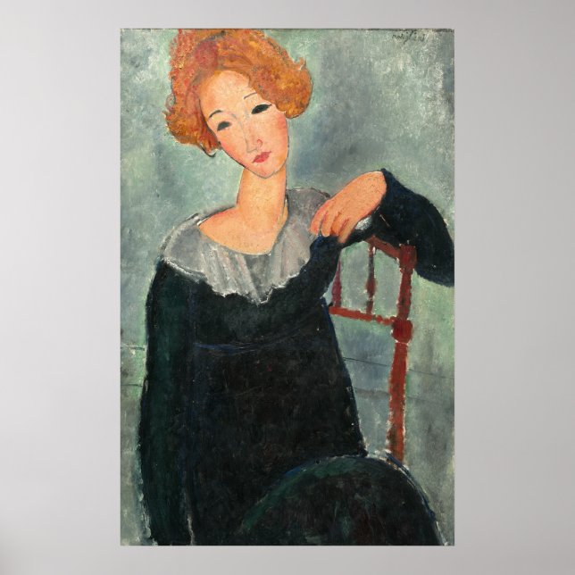 Poster Mulher Cabelo Vermelho - Amedeo Modigliani Fine Ar (Frente)