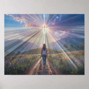 Poster Mulher Caminhando em Direção à Cruz Gloriosa – Jor
