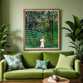 Poster Mulher caminhando em uma floresta exótica