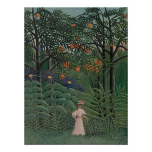Pôster Mulher Caminhando em uma Floresta Exótica, Henri R