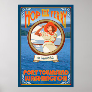Poster Mulher Caminhando Ferry - Port Townsend Washington