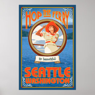 Poster Mulher Caminhando Ferry - Seattle, Washington