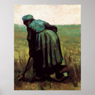 Pôster Mulher Camponesa Cavando por Vincent van Gogh