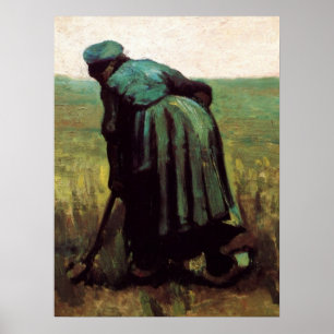 Pôster Mulher Camponesa Cavando por Vincent van Gogh