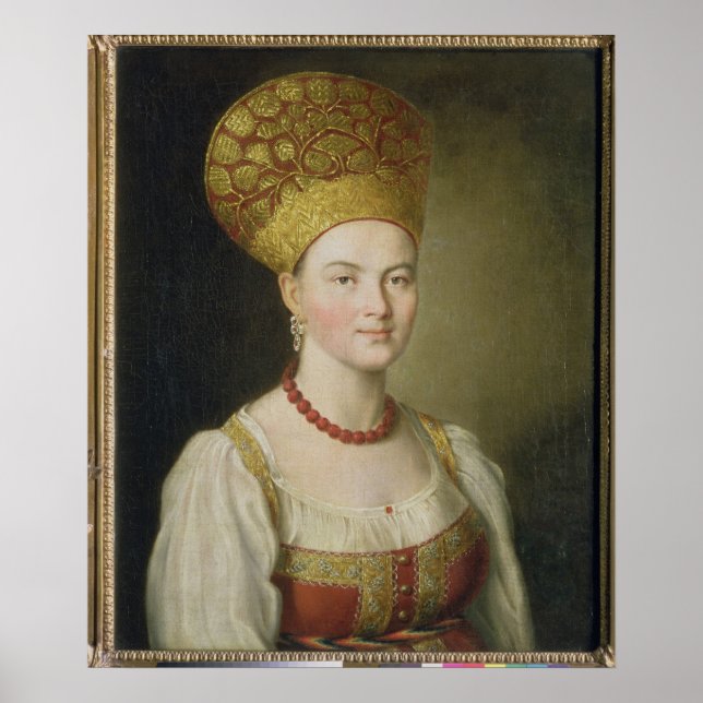 Poster Mulher camponesa na fantasia russa, 1784 (Frente)