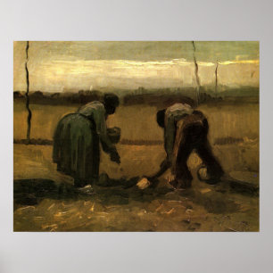 Pôster Mulher Camponesa Plantando Batata por Vincent van