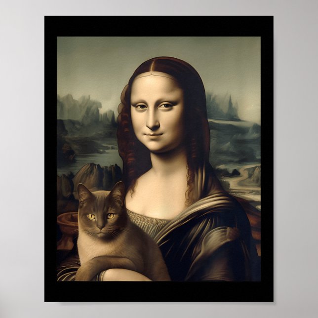 Poster Mulher Cat Lover Mona Lisa Cat Kitten (Frente)