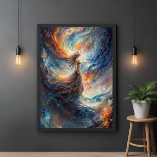 Poster Mulher Celestial em Fiery Cosmos Art