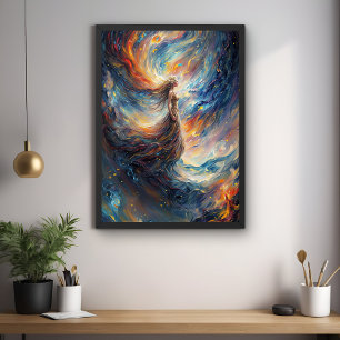 Pôster Mulher Celestial em Fiery Cosmos Art