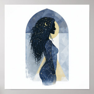 Poster Mulher Celestial Minimalista Cartaz de Terracota