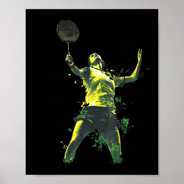 Poster Mulher cheia de ação jogando badminton  (Frente)