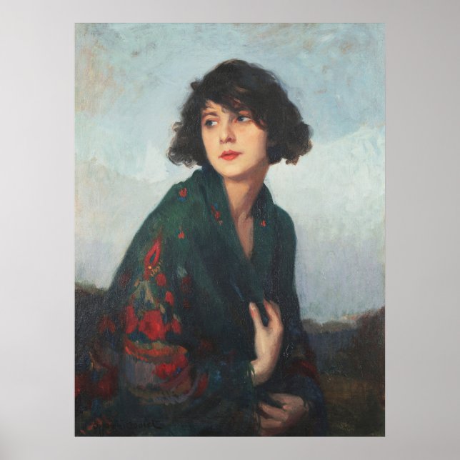 Poster Mulher Cipriene Eugène Boulet com Arte Verde (Frente)