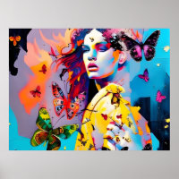 Mulher Colorida e Borboletas