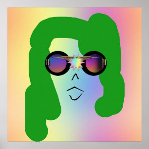 Poster Mulher com cabelo verde + óculos de sol