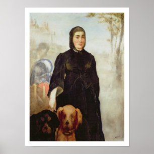 Poster Mulher com cães, 1858 de Manet
