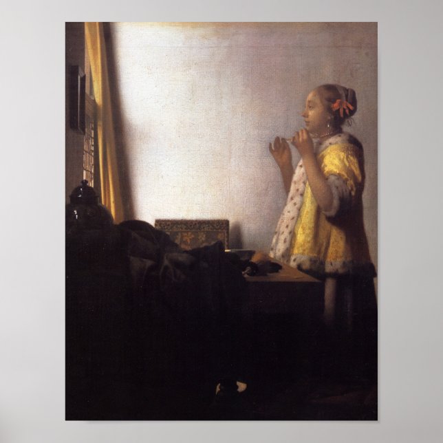 Poster Mulher com colar de pérolas (Frente)