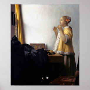 Poster Mulher com colar de pérolas, Johannes Vermeer