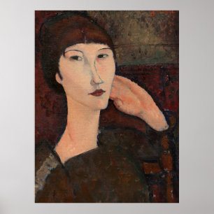 Poster Mulher com franja de cabelo por Amedeo Modigliani