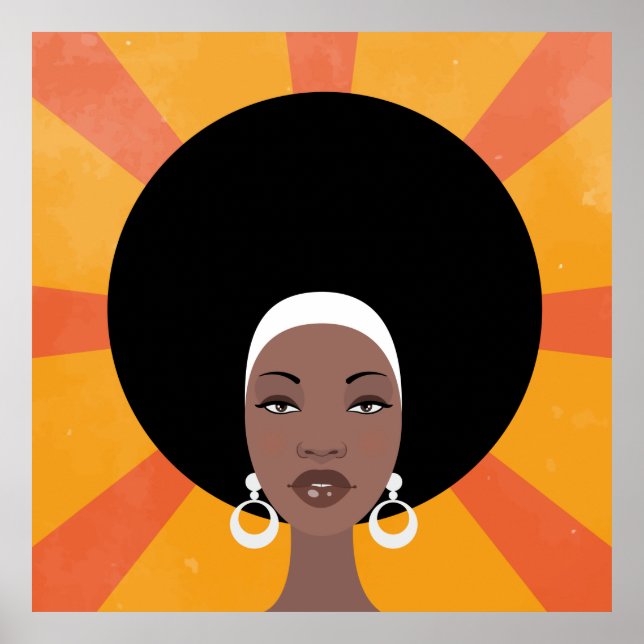 Pôster Mulher com ilustração afro-capilar (Frente)
