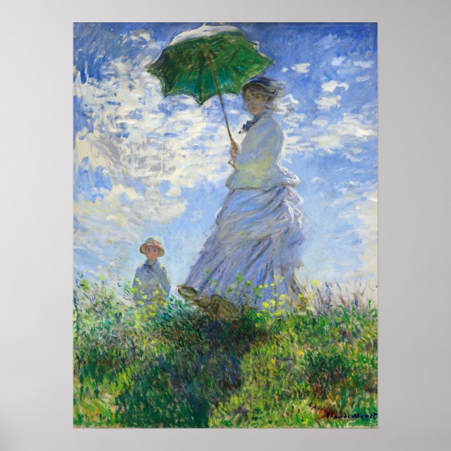 Poster Mulher com Parasol, Madame Monet e seu filho (Frente)