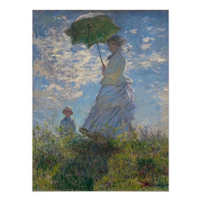 Pôster Mulher com Parasol - Madame Monet e seu filho (Frente)