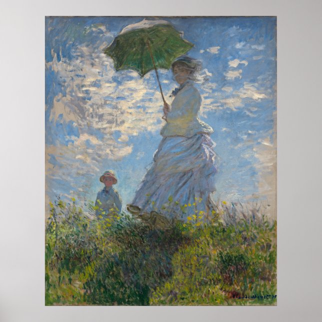 Poster Mulher com Parasol | Paisagem Francesa (Frente)