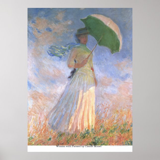 Pôster Mulher com Parasol por Claude Monet (Frente)