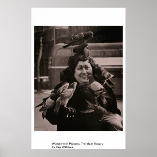 Poster Mulher com pombos, Praça de Tralgar