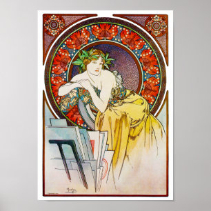 Poster Mulher com Poppy, Mucha