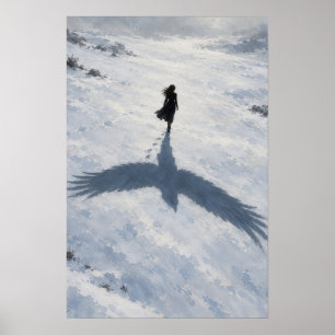 Poster Mulher com Sombra de Pássaro Arte Surrealista