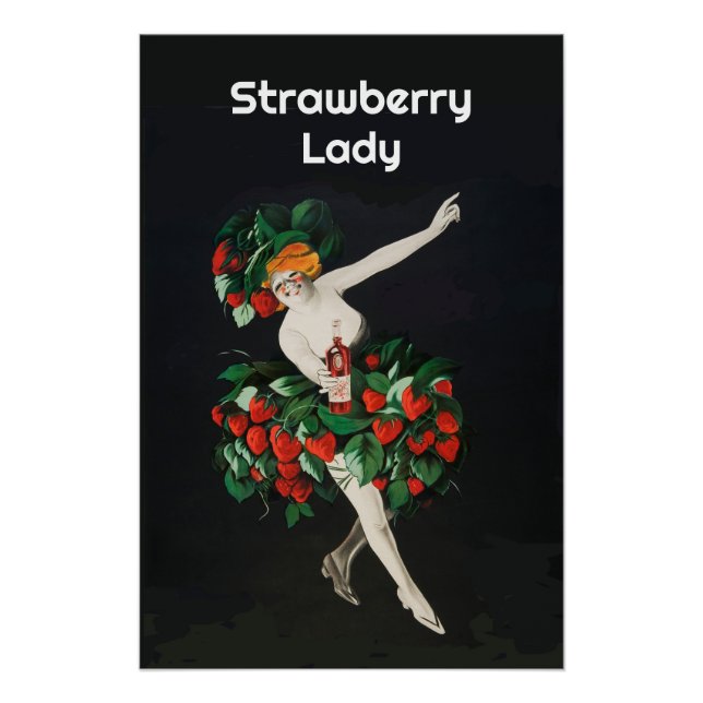 Pôster MULHER COM STRAWBERRIES Art Nouveau (Frente)