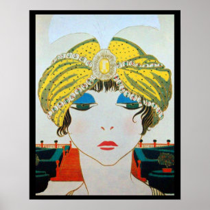 Poster MULHER COM TURBANTE AMARELO ORIENTAL / Beleza Moda