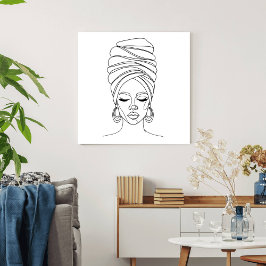 Poster Mulher com turbante, desenho linear