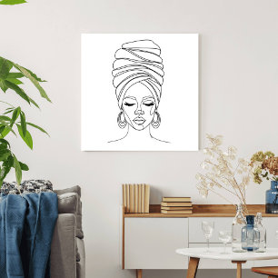 Poster Mulher com turbante, desenho linear
