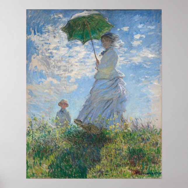Poster Mulher com um Guarda-Chuva (1875) | Claude Monet (Frente)