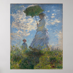 Poster Mulher com um Guarda-Sol Paisagem Francesa