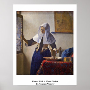 Pôster Mulher com um jarro da água. Por Johannes Vermeer