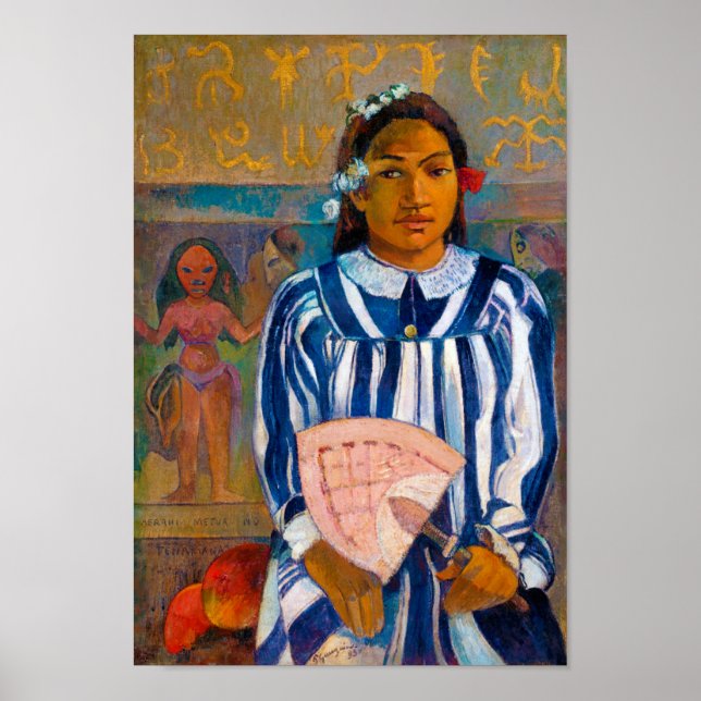 Poster Mulher com ventilador, Gauguin (Frente)