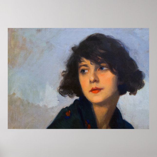 Poster Mulher com xale verde, Ciprien Eugène Boulet (Frente)