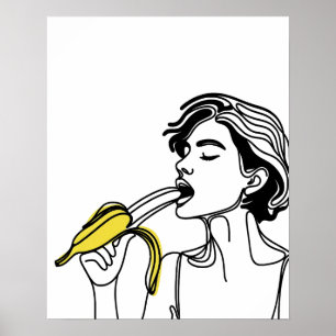 Poster Mulher Comendo Banana - Arte em Linha