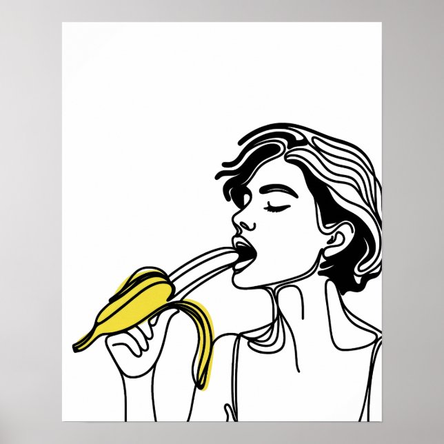 Poster Mulher Comendo Banana - Arte em Linha (Frente)