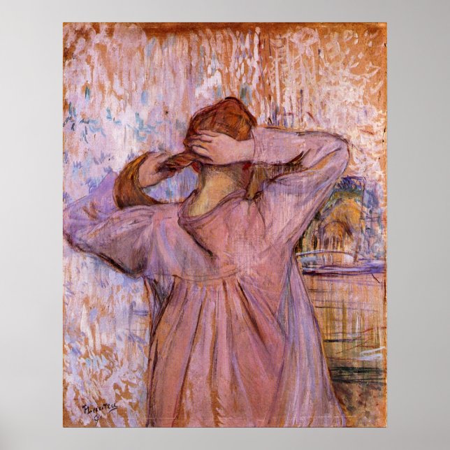 Pôster Mulher comendo seu cabelo por Toulouse-Lautrec (Frente)