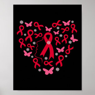 Poster Mulher Coração Apoio Guerreiro Câncer de Sangue Fi