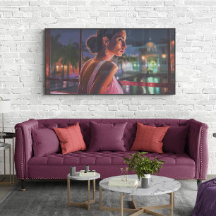 Poster Mulher Cubana Olhando Para A Pintura Em Miami