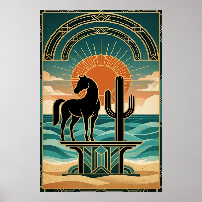 Poster Mulher Cubista Art Déco Celestial Explosão Solar D (Frente)