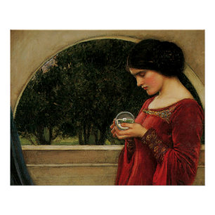 Pôster Mulher da Bola de Cristal Pintura de Waterhouse